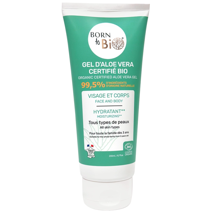 Gel d'aloe vera bio Born to Bio. Hydratation naturelle pour la peau.