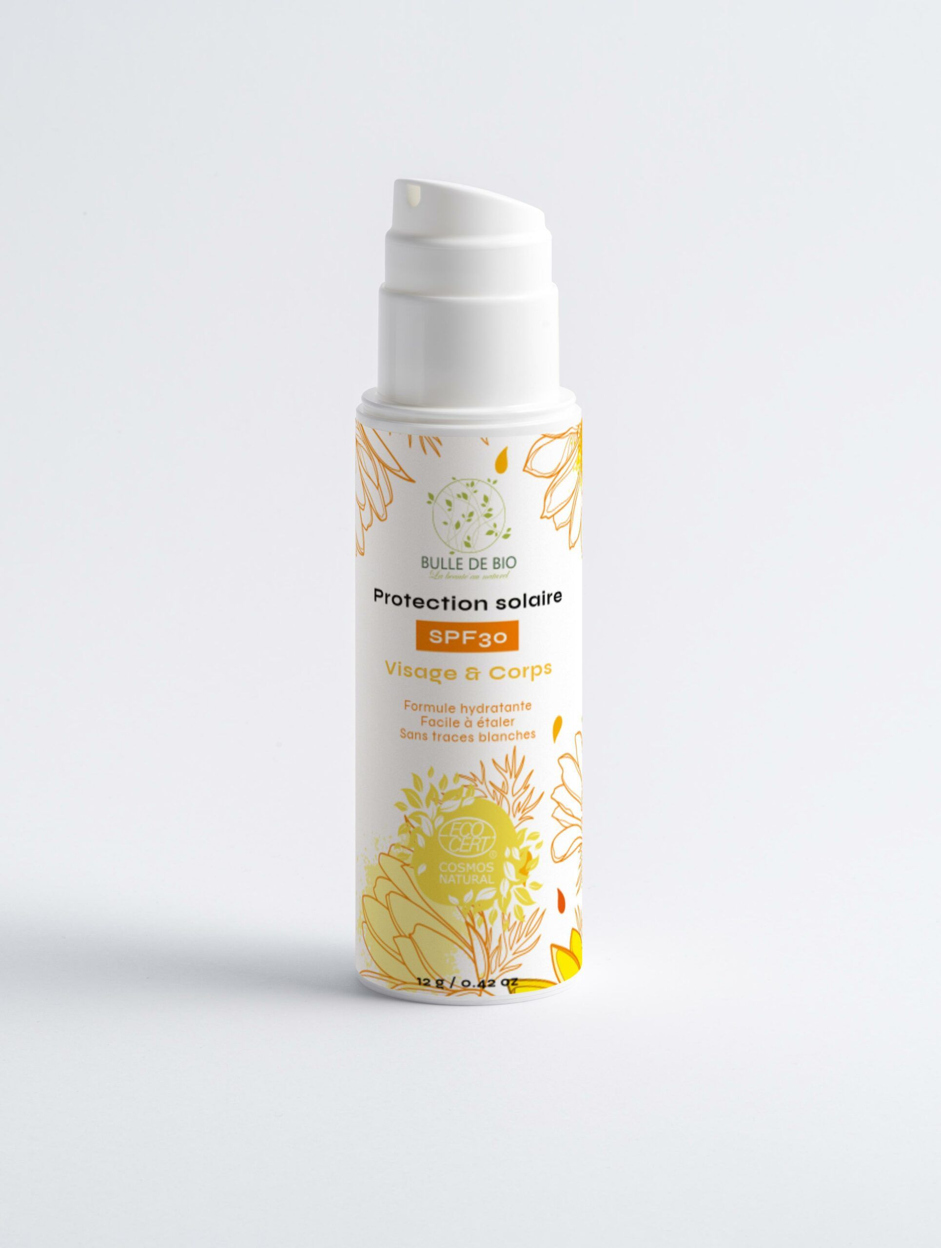 Crème solaire minérale SPF 30 visage et corps - Protection UVA UVB, formule végétale sans traces blanches.