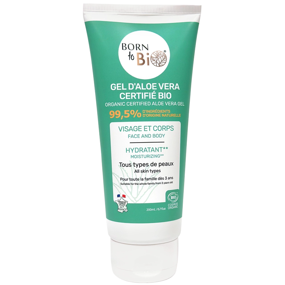 Gel d'aloe vera bio Born to Bio. Hydratation naturelle pour la peau.