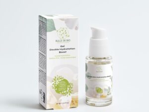 Flacon transparent de gel hydratant double action à l'acide hyaluronique et Sodium PCA